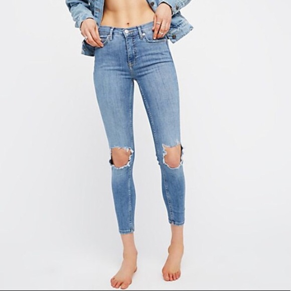 Free People High Rise Busted Skinny Jeans